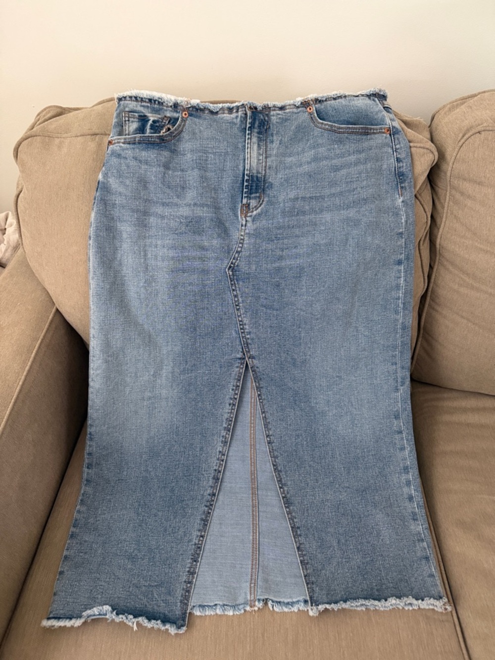 Juicy Couture Light Blue Denim Midi Skirt with Front Slit